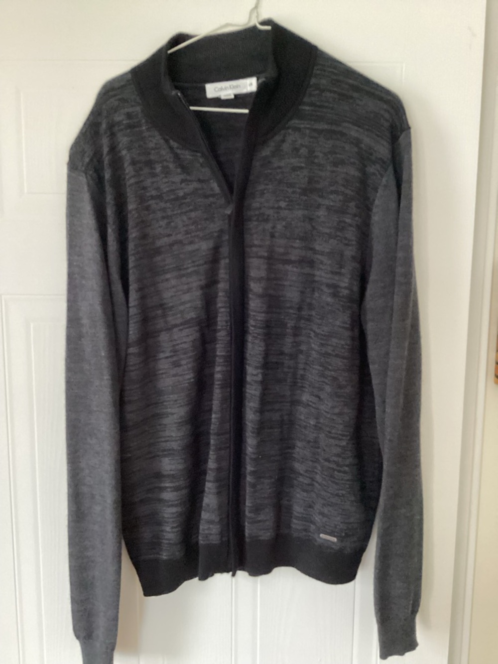 Calvin Klein Men’s Heathered Charcoal Zip-Up Sweater